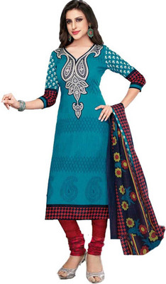

Javuli Cotton Printed Dress/Top Material(Un-stitched), Blue