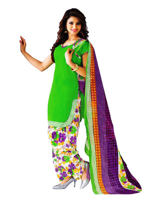 

Sharvi Cotton Printed Salwar Suit Dupatta Material(Un-stitched), Green;purple