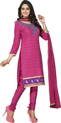 

Khushali Chanderi Self Design, Embroidered Dress/Top Material(Un-stitched), Rani