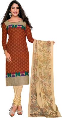 

Giftsnfriends Cotton Printed Dress/Top Material(Un-stitched), Brown