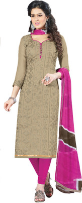 

Jiya Chanderi Self Design, Embroidered Salwar Suit Dupatta Material(Un-stitched), Beige;brown;pink