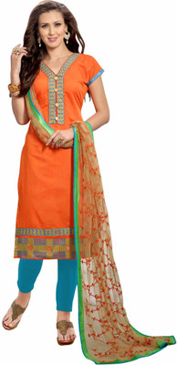 

Trendz Apparels Chanderi Embroidered Salwar Suit Dupatta Material(Un-stitched), Orange