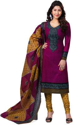 

Javuli Cotton Printed Semi-stitched Salwar Suit Dupatta Material, Brown;purple