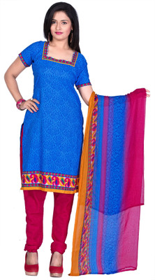 

Khushali Crepe Self Design, Printed Dress/Top Material(Un-stitched), Blue