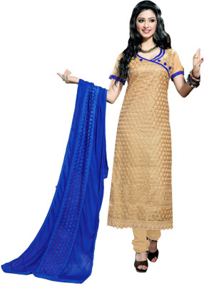 

Trendz Apparels Chanderi Embroidered Dress/Top Material(Un-stitched), Beige