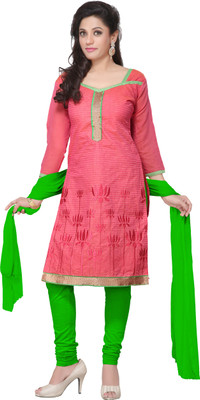 

Jiya Cotton Self Design, Embroidered Salwar Suit Dupatta Material(Un-stitched), Pink