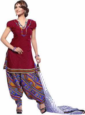 

Trendz Apparels Cotton Printed Dress/Top Material(Un-stitched), Maroon