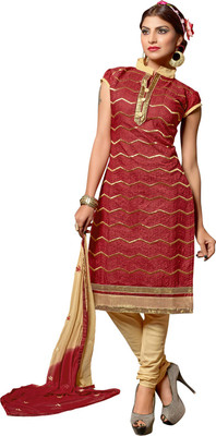 

Parishi Fashion Chanderi Embroidered Salwar Suit Dupatta Material(Un-stitched), Maroon