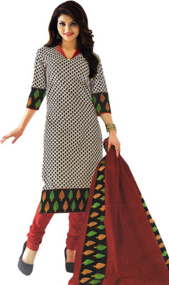 Javuli Cotton Printed Salwar Suit Material(Un-stitched), Black