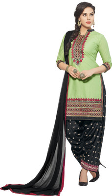 

Jiya Cotton Self Design, Embroidered Salwar Suit Dupatta Material(Un-stitched), Black;green