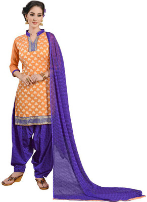 

Trendz Apparels Chanderi Printed Salwar Suit Dupatta Material(Un-stitched), Orange