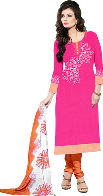 

Jiya Crepe Self Design, Printed Salwar Suit Dupatta Material(Un-stitched), Orange;pink;white