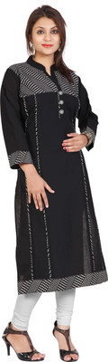 

V And V Shop Cotton Printed Kurti Fabric(Un-stitched), Black