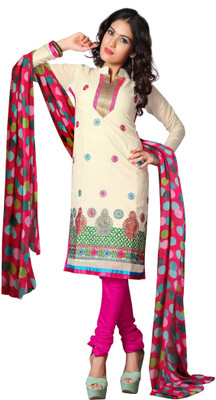 

Jiya Chanderi Self Design, Embroidered Salwar Suit Dupatta Material(Un-stitched), Beige;multicolor;pink