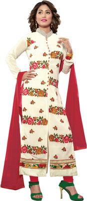 

Jiya Georgette Floral Print Salwar Suit Dupatta Material(Un-stitched), Red;white