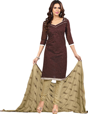 

Khushali Chanderi Self Design, Embroidered Salwar Suit Dupatta Material(Un-stitched), Beige;brown