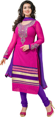 

Jiya Georgette Self Design, Embroidered Dress/Top Material(Un-stitched), Pink;rani