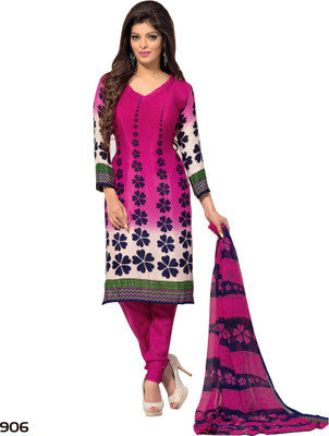 

Shoppie Zone Crepe Printed Salwar Suit Dupatta Material(Un-stitched), Pink