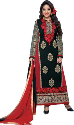 

Party Wear Dresses Georgette Embroidered Semi-stitched Salwar Suit Dupatta Material, Black