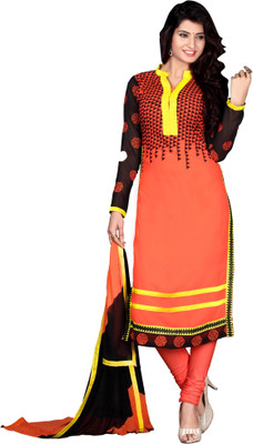 

Trendz Apparels Georgette Embroidered Dress/Top Material(Un-stitched), Orange