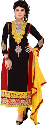 

Jiya Chanderi Self Design, Embroidered Salwar Suit Dupatta Material(Un-stitched), Black;red;yellow