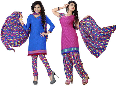 

Women Latest Fancy Designer Salwar Suit Crepe Printed Salwar Suit Dupatta Material(Un-stitched), Multicolor