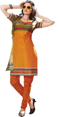 

Khushali Cotton Self Design, Printed Salwar Suit Dupatta Material(Un-stitched), Multicolor;orange