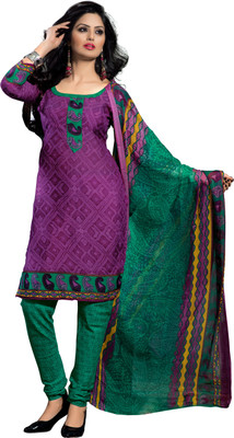 

Khushali Cotton Self Design, Printed Salwar Suit Dupatta Material(Un-stitched), Dark green;purple