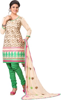 

Roohi Cotton Embroidered Salwar Suit Dupatta Material(Un-stitched), Beige and green