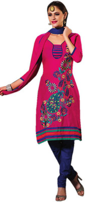 

Trendz Apparels Cotton Embroidered Salwar Suit Dupatta Material(Un-stitched), Pink