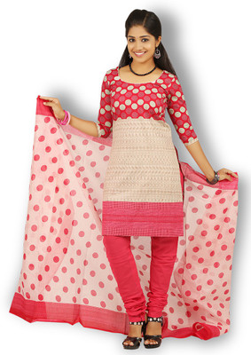 

Fashion Valley Cotton Printed Salwar Suit Dupatta Material(Un-stitched), Beige;pink