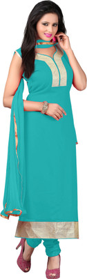 

Shreeji Fashion Georgette Embroidered Semi-stitched Salwar Suit Dupatta Material, Green