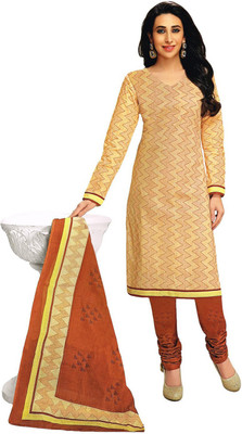 

Javuli Cotton Printed Salwar Suit Dupatta Material(Un-stitched), Orange