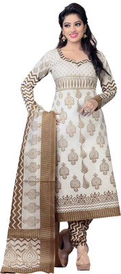 

Giftsnfriends Cotton Printed Salwar Suit Dupatta Material(Un-stitched), White