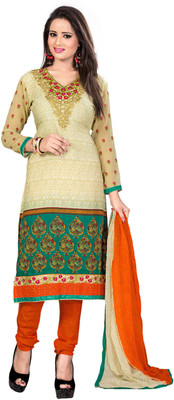 

Khushali Crepe Self Design, Embroidered Salwar Suit Dupatta Material(Un-stitched), Beige;multicolor;orange
