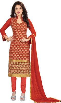 

Khushali Georgette Self Design, Embroidered Salwar Suit Dupatta Material(Un-stitched), Red