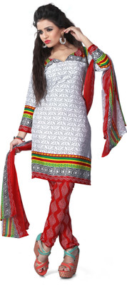 

Trendz Apparels Crepe Printed Salwar Suit Dupatta Material(Un-stitched), White