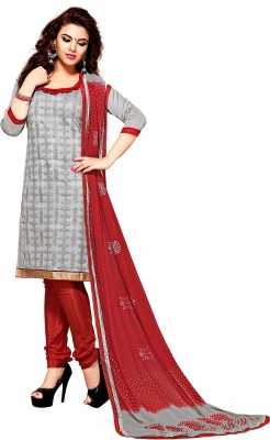 

Khushali Chanderi Self Design, Embroidered Dress/Top Material(Un-stitched), Grey