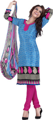 

Jiya Crepe Printed Salwar Suit Dupatta Material(Un-stitched), Blue;multicolor