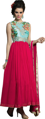 

Jiya Georgette Self Design, Embroidered Salwar Suit Dupatta Material(Un-stitched), Light blue;pink