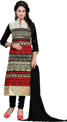 

Jiya Cotton Self Design, Embroidered Salwar Suit Dupatta Material(Un-stitched), Black;multi