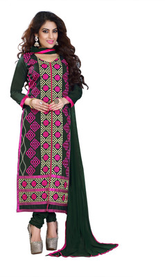 

Khushali Cotton Self Design, Embroidered Salwar Suit Dupatta Material(Un-stitched), Dark green