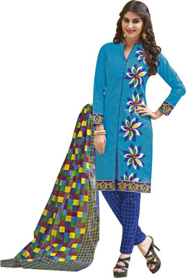 

Party Wear Dresses Cotton Printed Salwar Suit Dupatta Material(Un-stitched), Blue