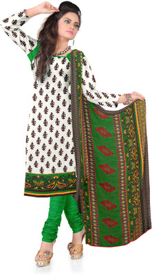 

Jiya Crepe Self Design, Printed Salwar Suit Dupatta Material(Un-stitched), Green;multicolor;white