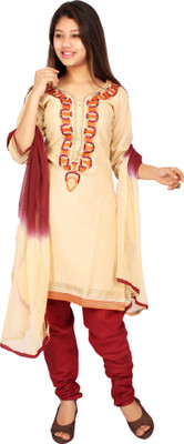 

Roohi Cotton Embroidered Salwar Suit Dupatta Material(Un-stitched), Beige