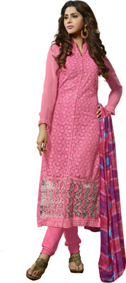 

Khushali Georgette Self Design, Embroidered Salwar Suit Dupatta Material(Un-stitched), Multicolor;pink