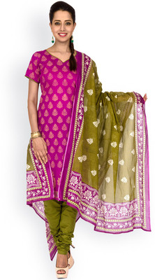 

EthnicQueen Cotton Floral Print, Solid Salwar Suit Dupatta Material(Un-stitched), Blue