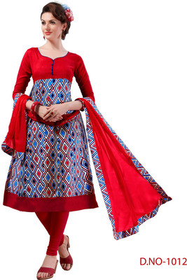 

Trendz Apparels Cotton Silk Blend Printed Salwar Suit Dupatta Material(Un-stitched), Red