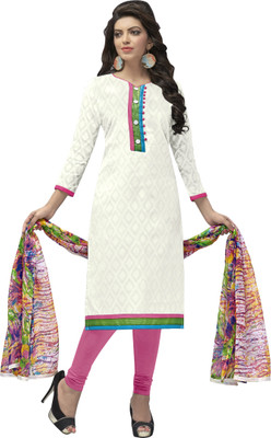 

Jiya Jacquard Self Design Salwar Suit Dupatta Material(Un-stitched), Beige;multicolor;pink