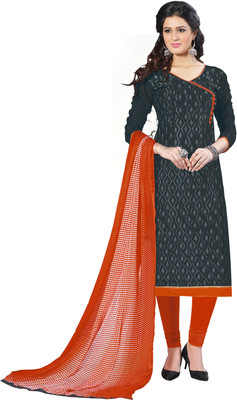 

Jiya Cotton Printed, Embroidered Salwar Suit Dupatta Material(Un-stitched), Grey;orange